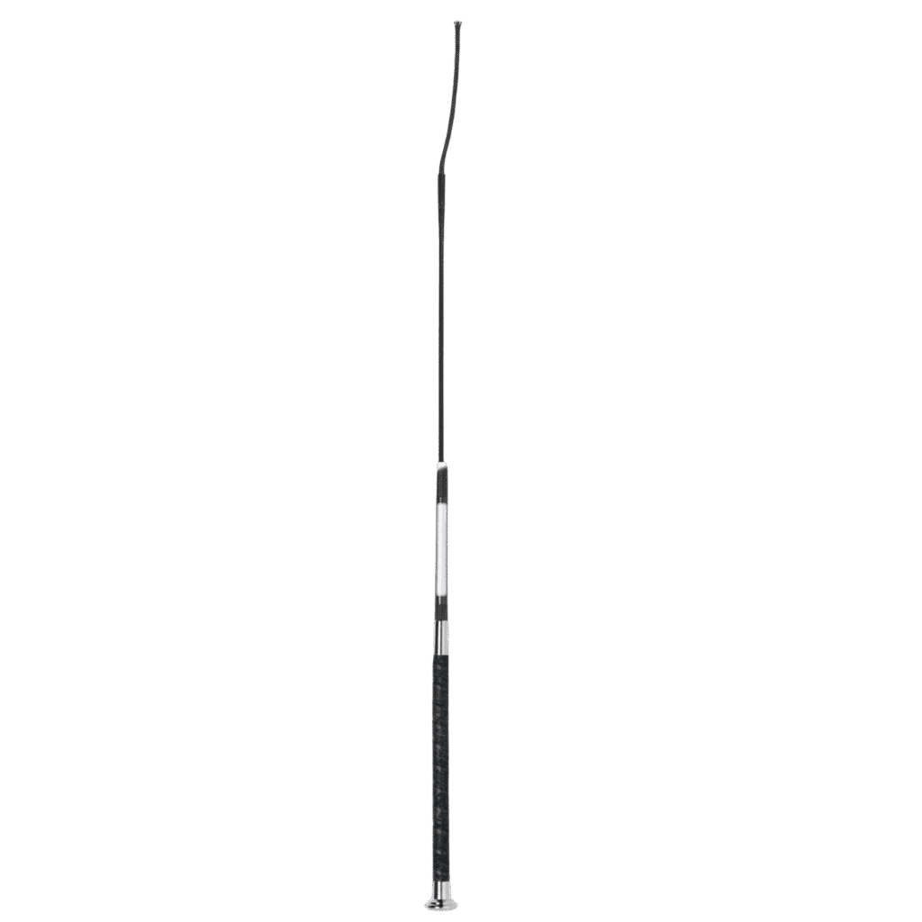 Fleck Dressage Whip - Ultra Soft Grip with Name Badge, Black, 110cm