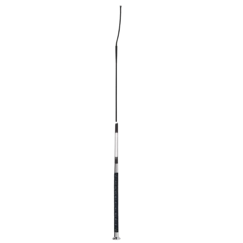 Fleck Dressage Whip - Ultra Soft Grip with Name Badge, Black, 110cm